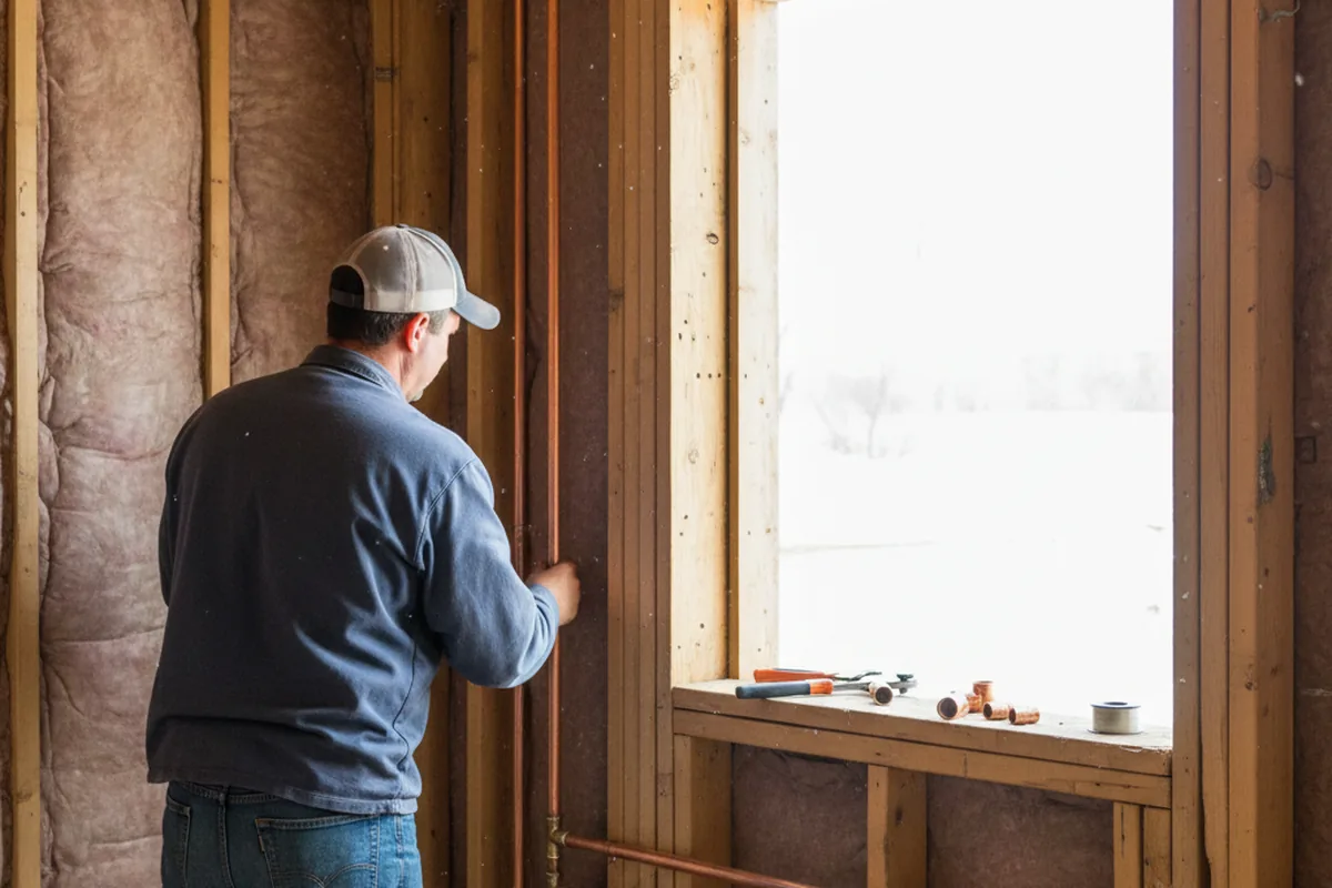 Licensed plumber running new copper supply lines in a Powell home